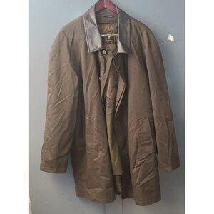 Martino Overcoat 50R Men's Jacket Zip Out Lining Green Raincoat Nice.